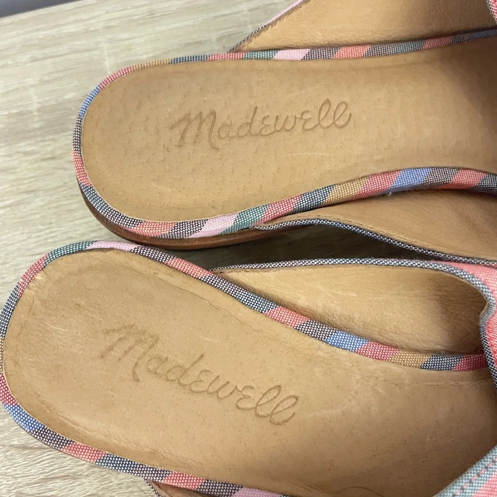 Madewell The Ruthie Crisscross Mule Sandals in Rainbow Stripe Womens Size 7.5 - Picture 6 of 10